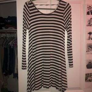 Long sleeved striped cotton dress